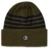Polar Stripe Merino Beanie Army Green