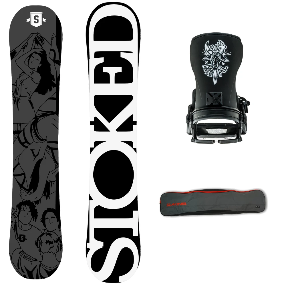 Black LP 157W Snowboard + Transfer Black Snowboardbindingen + Pipe Snowboardbag Steel Grey 157