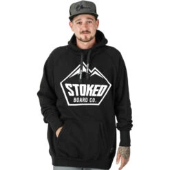Stoked Shred Snowboard Hoodie Black