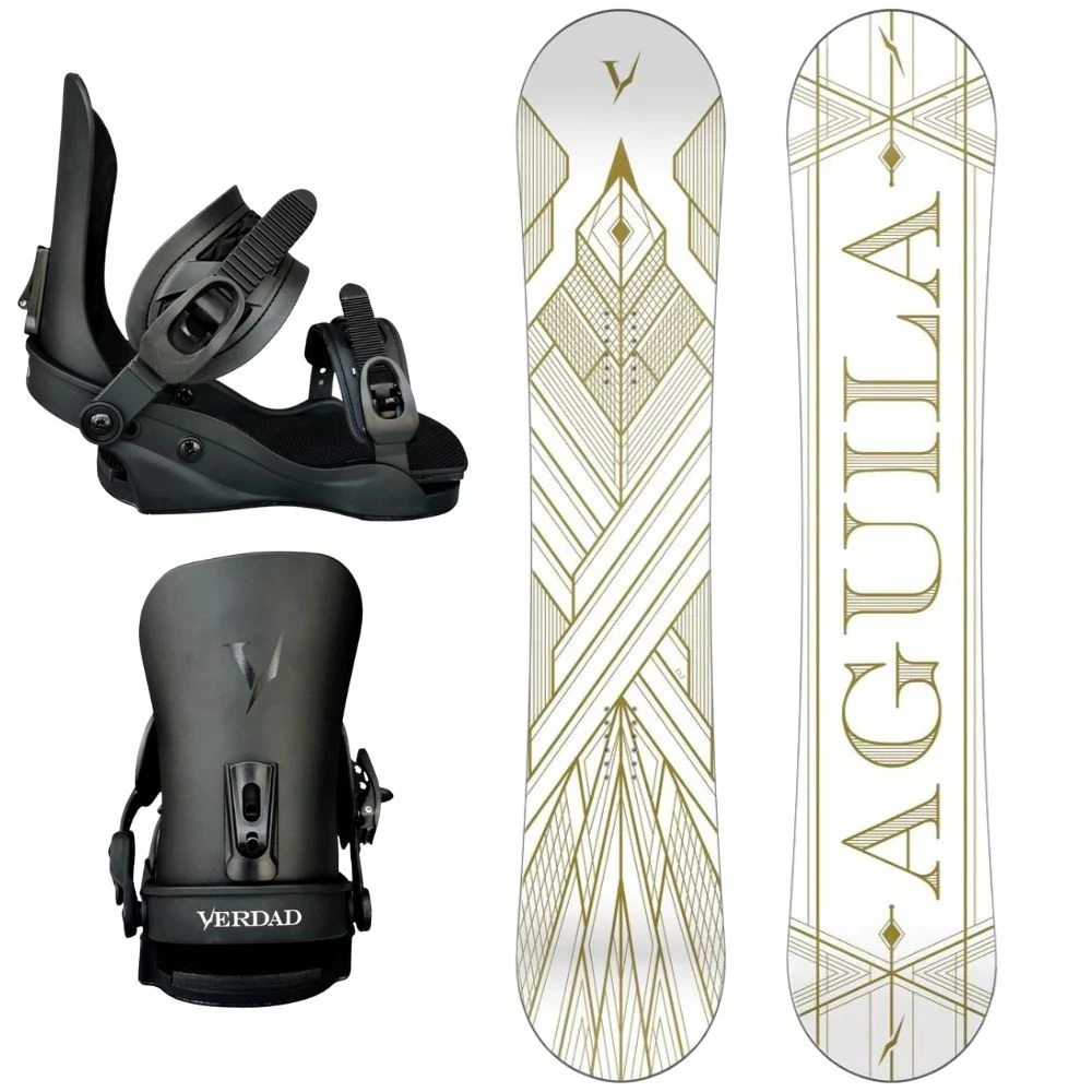 DJ Aguila White Art Deco 155 2023 Snowboard + V Pro Black Bindingen Snowboard Set 1 DJ Aguila White Art Deco 155 2023 Snowboard + V Pro Black Bindingen Snowboard Set
